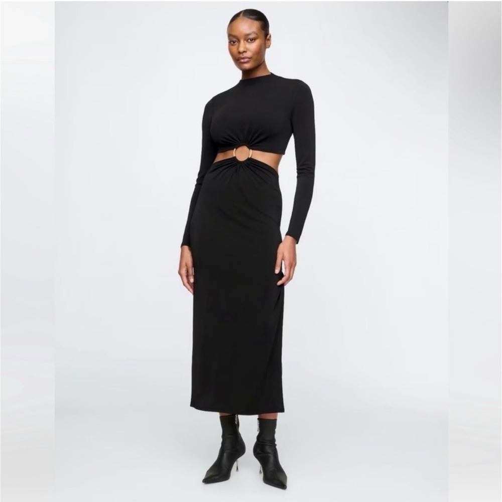 Cult Gaia x GAP Cut-out Goddess Dress Black Long Sleeve Midi Sz XS‎ NWT